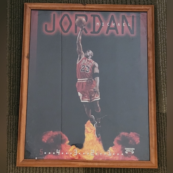 Framed 1996 Vintage Michael Jordan “54321 Blast Off Poster”